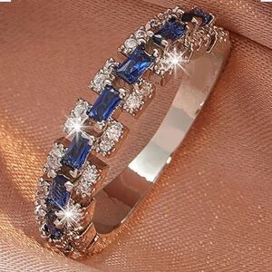 Elegant Blue Synthetic Zirconia Ring.
